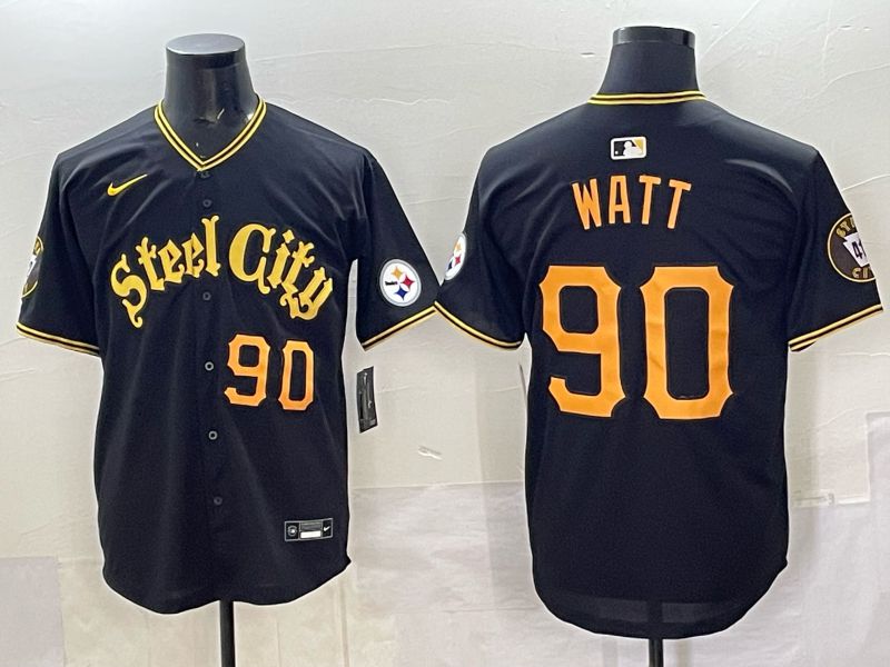 Men 2025 Nike Pittsburgh Steelers #90 Watt Black Limited NFL Jersey style 041->pittsburgh pirates->MLB Jersey